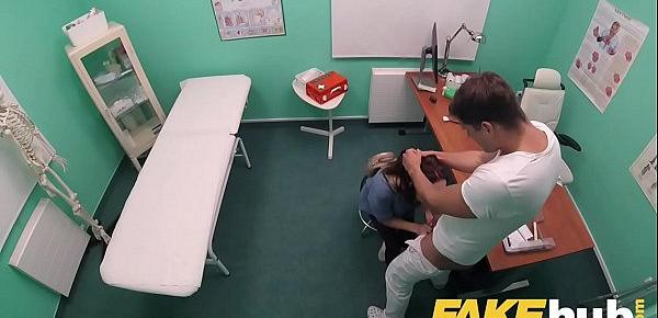  Fake Hospital Swallowing doctors hot cum helps soothe babes throat